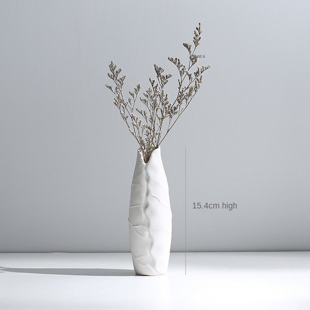 Modern Minimalist White Hemp Rope Ceramic Vases