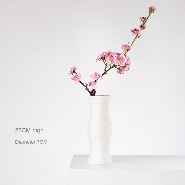 Modern Minimalist White Hemp Rope Ceramic Vases