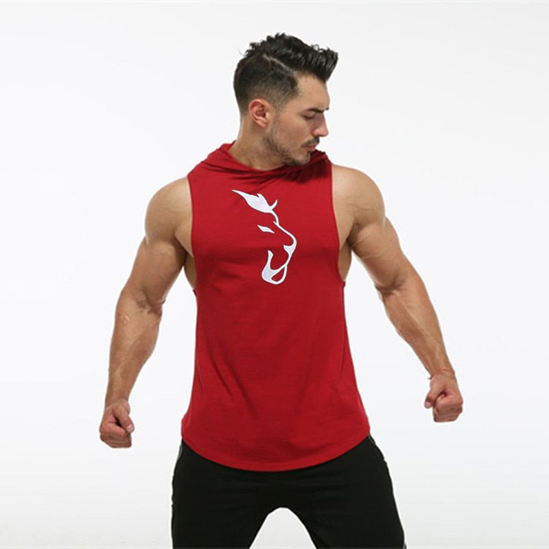 Hooded Sleeveless Men's Fitness T-shirt