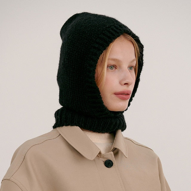 Women's Knitted Balaclava Collar Bonnet