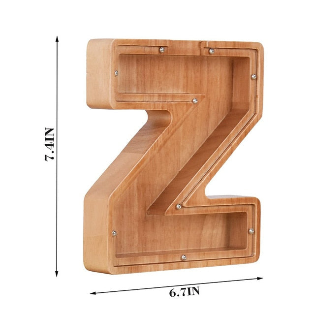 Twenty-Six Letter Wooden Piggy Bank