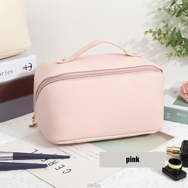 Large-Capacity Leather Cosmetic Bag