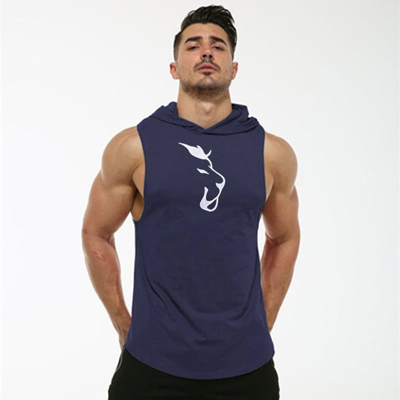 Hooded Sleeveless Men's Fitness T-shirt