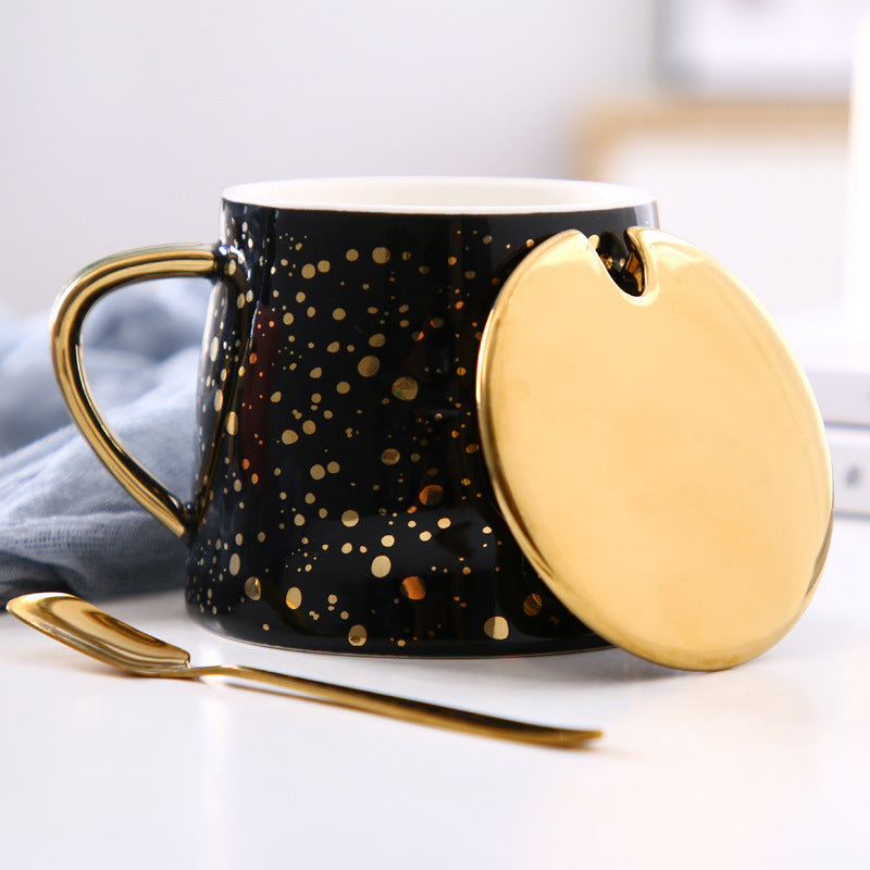 Starry Sky Ceramic Mug With Lid