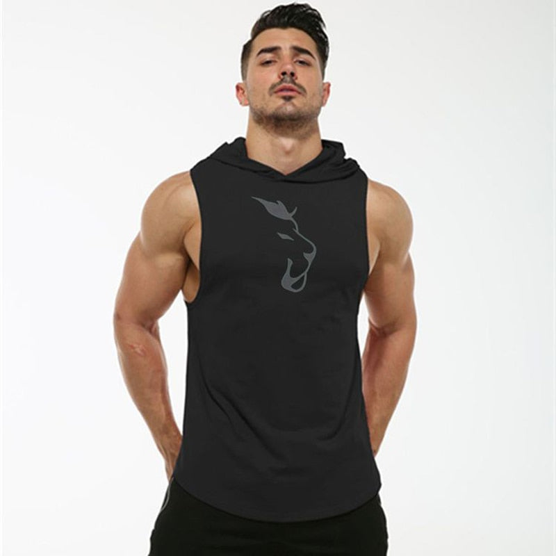 Hooded Sleeveless Men's Fitness T-shirt