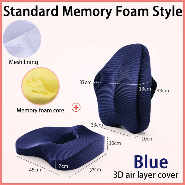 Orthopedic Pillow Memory Foam Seat 2pc Set