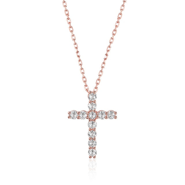 Moissanite Cross Pendant Necklace