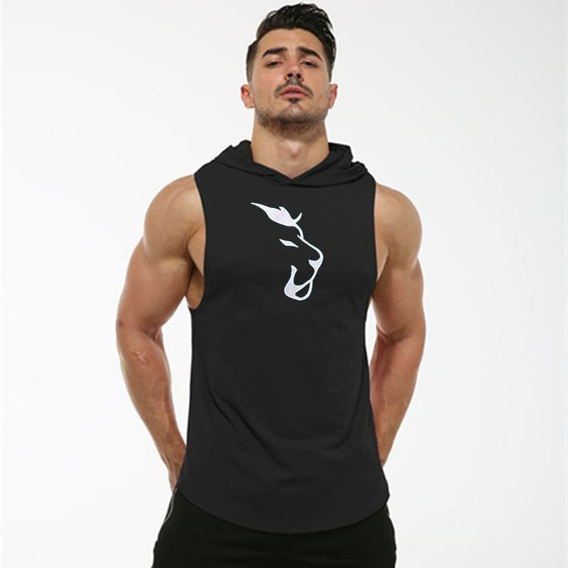 Hooded Sleeveless Men's Fitness T-shirt