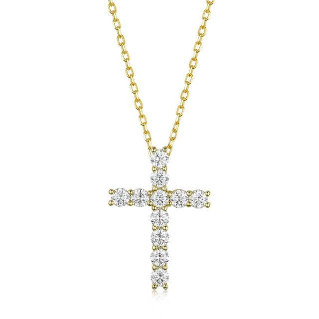 Moissanite Cross Pendant Necklace