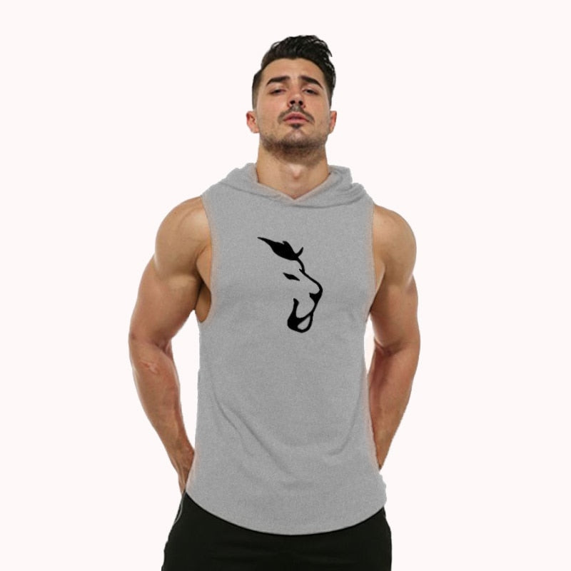 Hooded Sleeveless Men's Fitness T-shirt