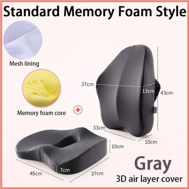 Orthopedic Pillow Memory Foam Seat 2pc Set