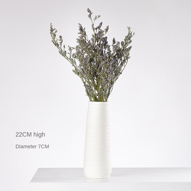 Modern Minimalist White Hemp Rope Ceramic Vases