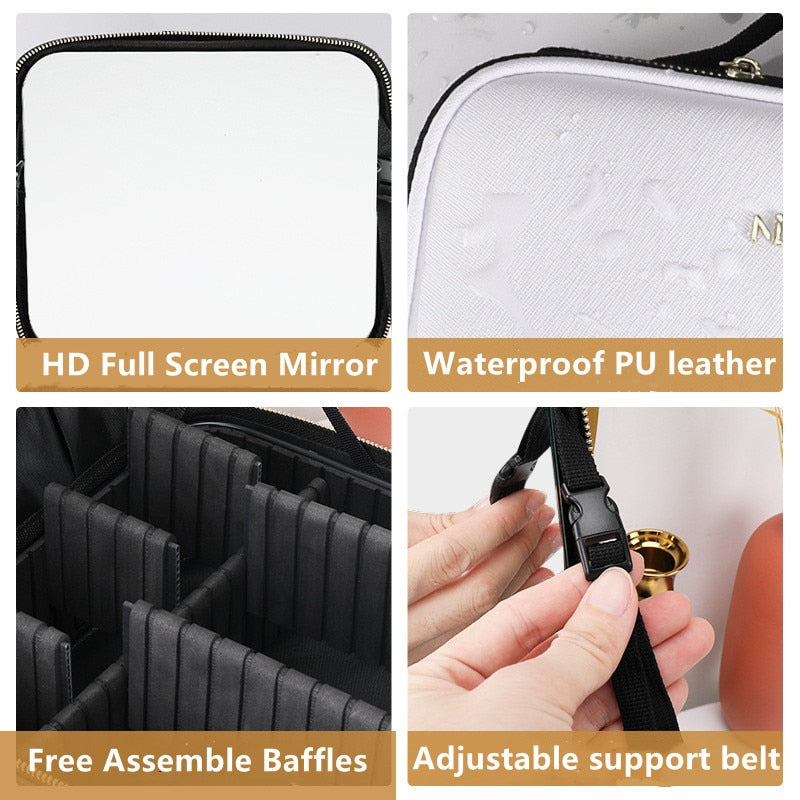 Smart LED Light Cosmetic Case with Mirror