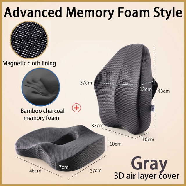 Orthopedic Pillow Memory Foam Seat 2pc Set