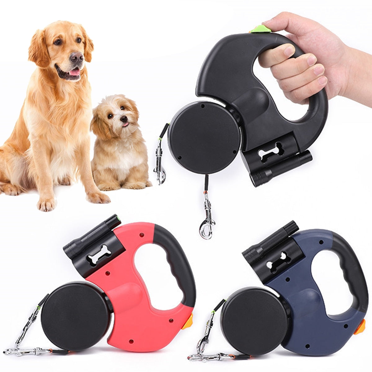 Automatic Dual Retractable Dog Leash.