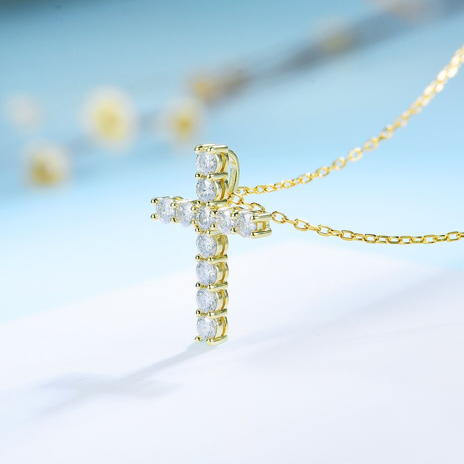 Moissanite Cross Pendant Necklace