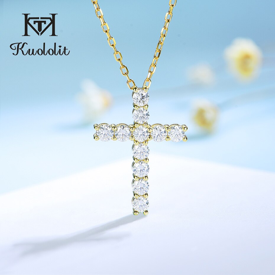 Moissanite Cross Pendant Necklace