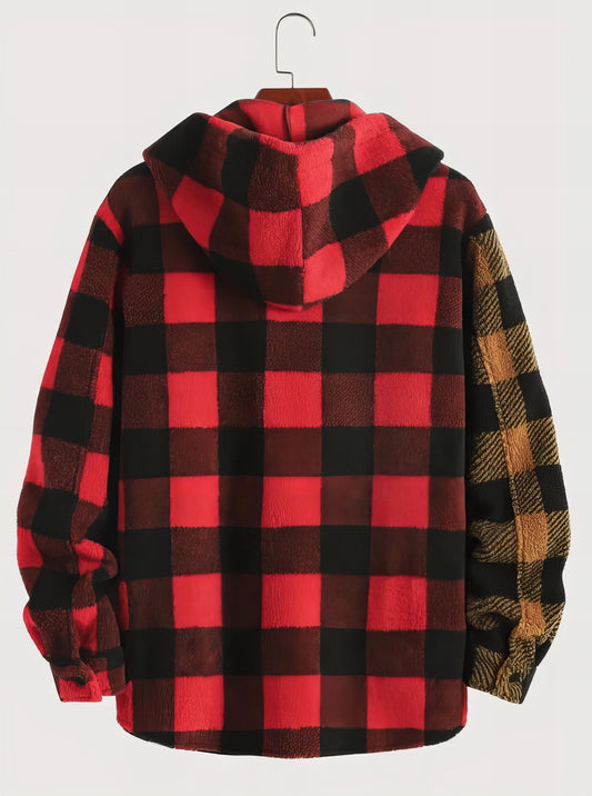 Men's Hooded Warm Plaid Sweater