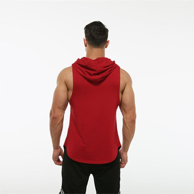 Hooded Sleeveless Men's Fitness T-shirt