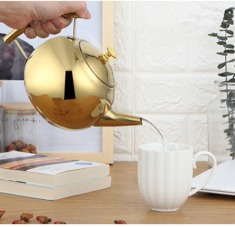 Stainless Steel Gold Teapot