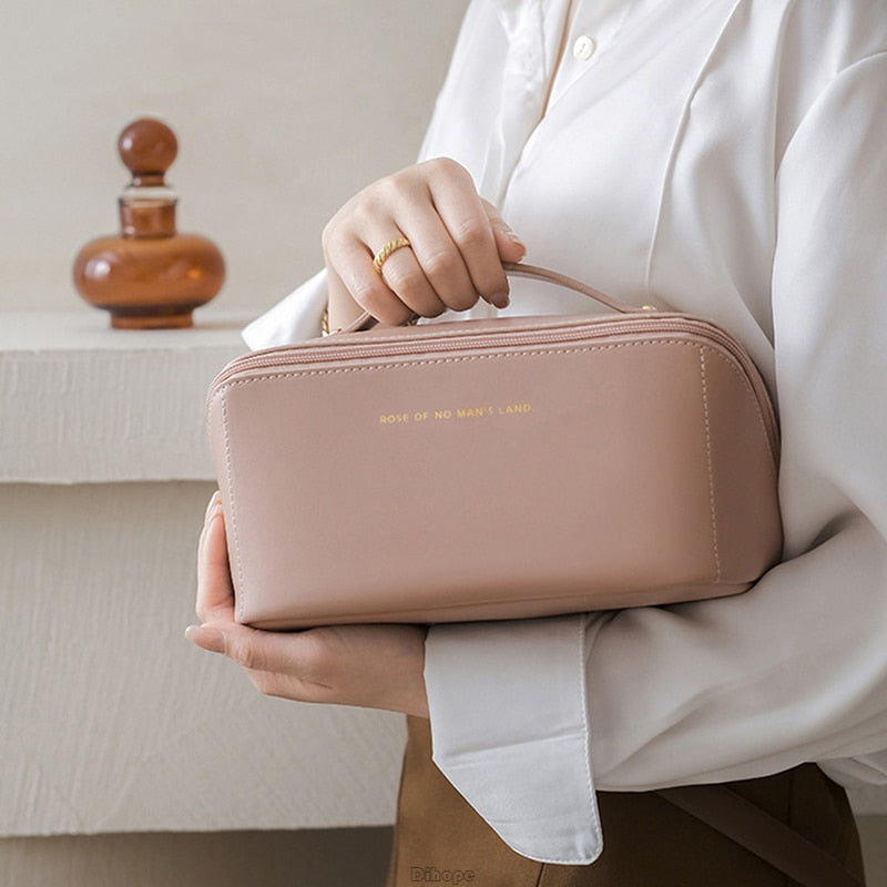 Large-Capacity Leather Cosmetic Bag