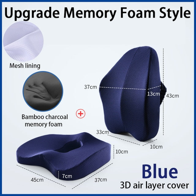 Orthopedic Pillow Memory Foam Seat 2pc Set