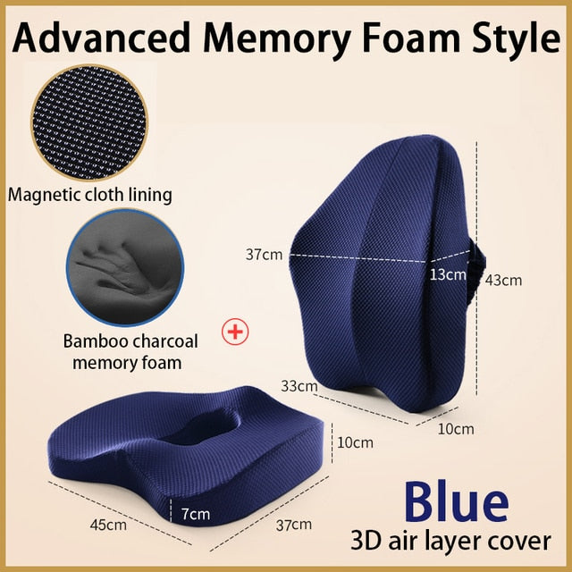 Orthopedic Pillow Memory Foam Seat 2pc Set