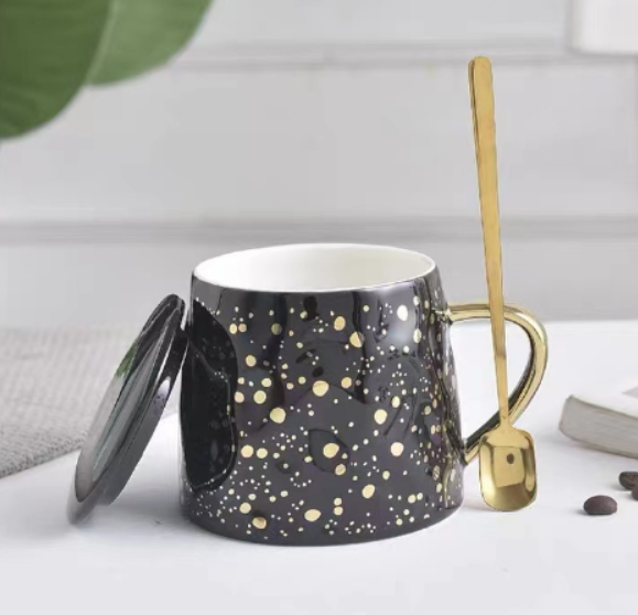 Starry Sky Ceramic Mug With Lid