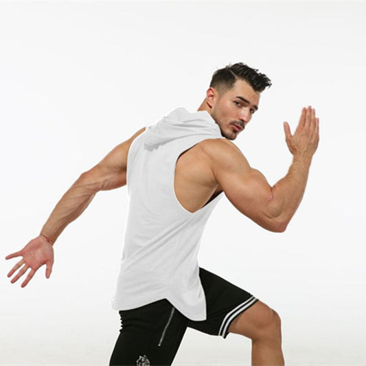 Hooded Sleeveless Men's Fitness T-shirt