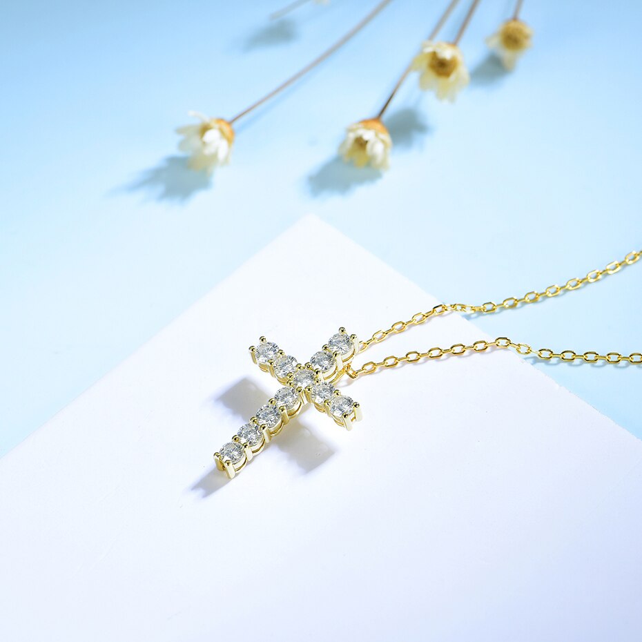 Moissanite Cross Pendant Necklace