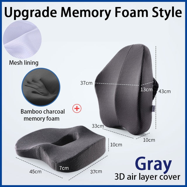 Orthopedic Pillow Memory Foam Seat 2pc Set