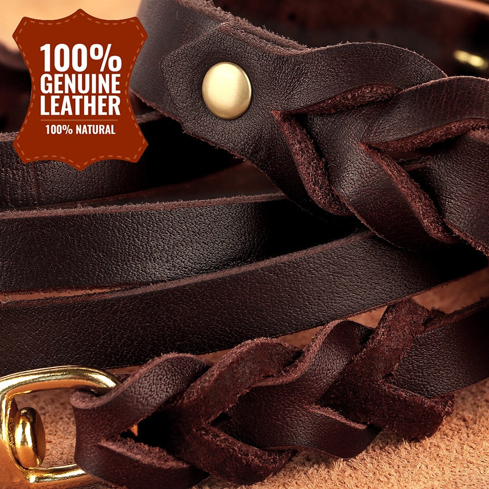 Dog Collar and Leash Set - Real Leather