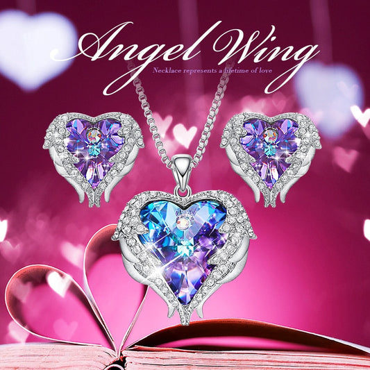 Cdyle Crystal Angel Wings Necklace