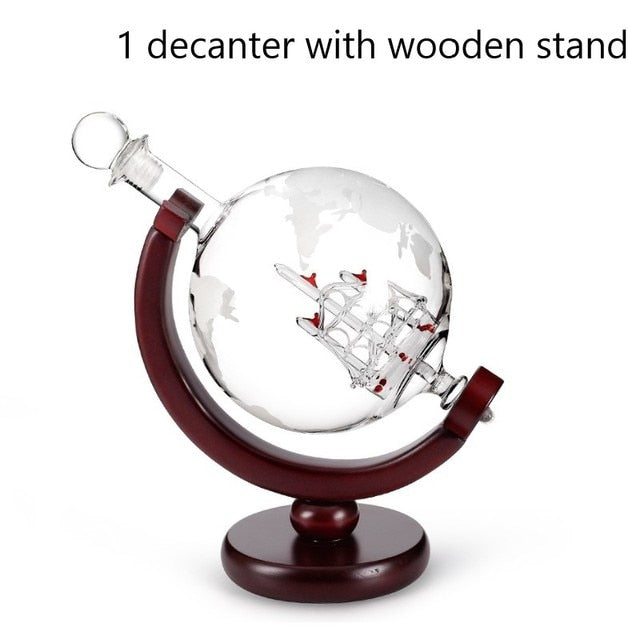 Whiskey Decanter Globe Wine Aerator Glass Set