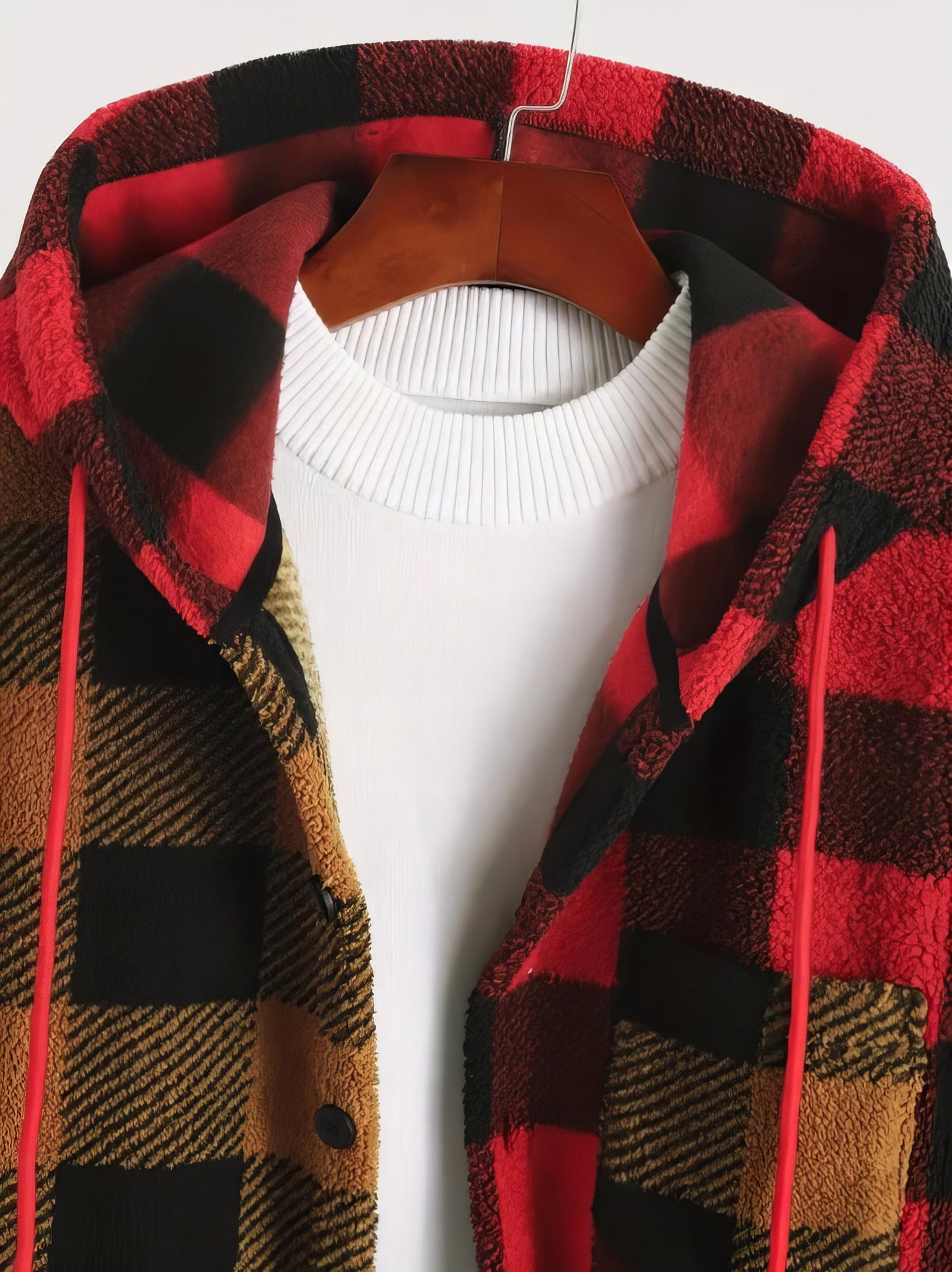 Men's Hooded Warm Plaid Sweater